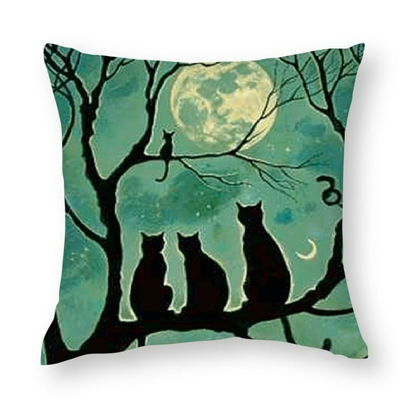 Heduofu Halloween Cushion Covers Decorative Pillow Covers Hallowmas Cat Throw Pillow Covers Pillow Cases 18x18in