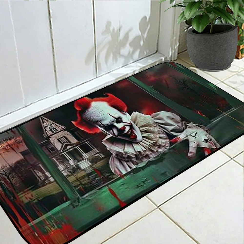 Heduofu Halloween Door Mat Outdoor Welcome Mats Non Slip, Washable Halloween Joker Indoor Front Doormat Entrance Mat, Horror Rubber Halloween Rug Area Rug for Front Door, Home Decor 19.68*47.24 in