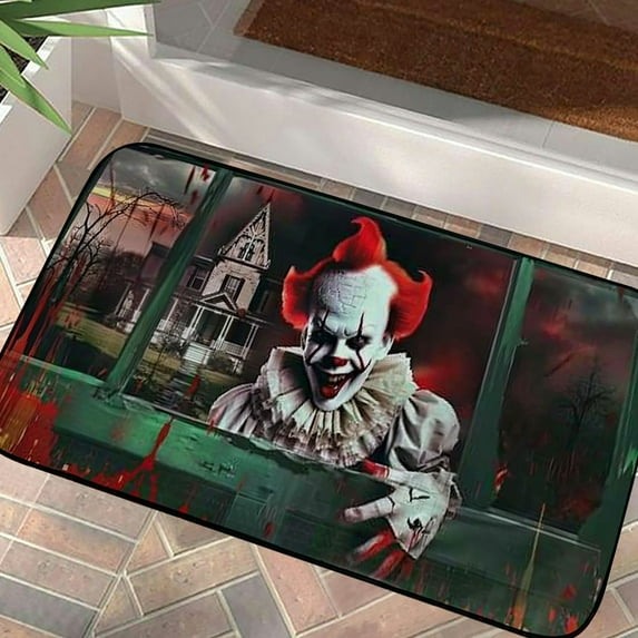 Heduofu Halloween Door Mat Outdoor Welcome Mats Non Slip, Washable Halloween Joker Indoor Front Doormat Entrance Mat, Horror Rubber Halloween Rug Area Rug for Front Door, Home Decor 19.68*39.37 in