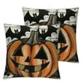 thumbnail image 1 of Heduofu Halloween Pillow Covers Set of 2 Fall Orange Pumpkin Bats Decor Throw Pillows Black White Stripes Autumn Indoor Outdoor Farmhouse Decorative Pillowcases for Couch Bed Sofa 22x22in, 1 of 7