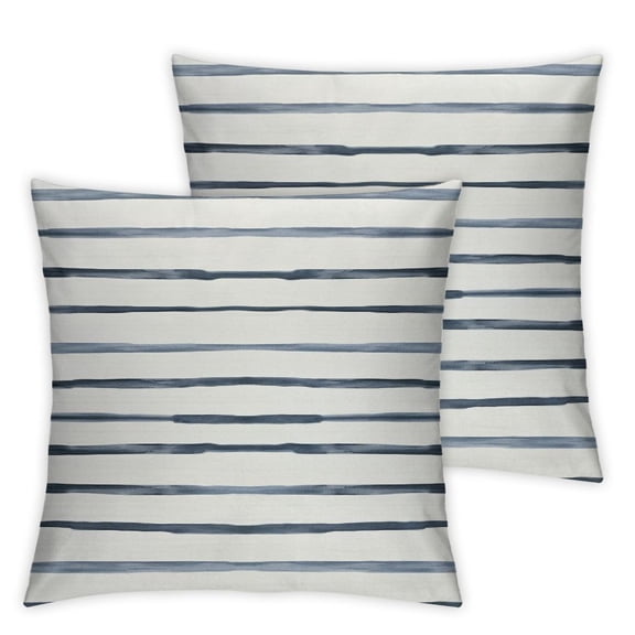 Heduofu Harbour Stripe Throw Pillow Cushion Cover, Abstract Brushstroke Nautical Ocean Horizontal Lines Soft Picture, Decorative Square Accent Pillow Case, 18" X 18", Pale Slate Blue White