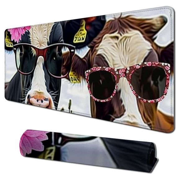 Heduofu Herd That Cow Mouse Pad Funny Heifer Computer Mousepad Cow Gifts Desk Accessories 31.5x11.8 in