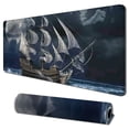 thumbnail image 1 of Heduofu Landscape Mouse Pad, Cloudy Sky Ship Oil Print Like Art Image, Rectangle Non-Slip Rubber Mousepad, Standard Size, Blue Grey Pale Grey 31.5x11.8 in, 1 of 6