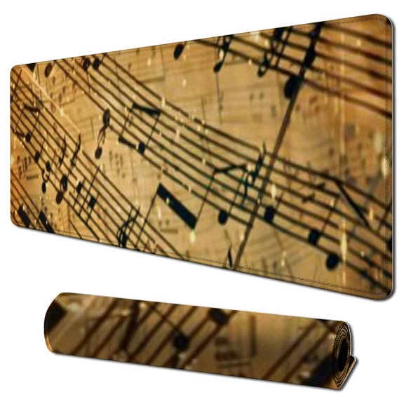 Heduofu Laptop Mouse Pad Retro Music Score Desk Mat with Stitched Edges Non-Slip Large Rubber Writing Table Mat for Office Home 31.5x11.8 in