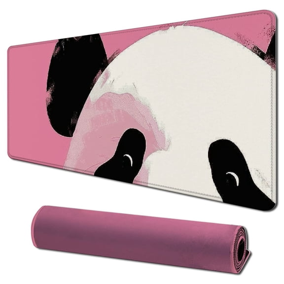 Heduofu Light Pink Kawaii Panda Mouse Pad, Cute Animal Mouse Pad, Personalized Rectangle Non-Slip Rubber Computer Mousepad 31.5x11.8 in