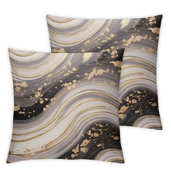 Heduofu  Marble Print Throw Pillow Cushion Case Pack of 2, Earthy Tones Inspired Design of Stone Surface Look Modern Stained, Modern Accent Double-Sided Digital Printing, Taupe Pale Chocolate White