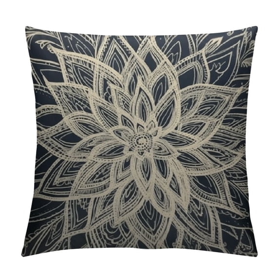Heduofu Modern Gold Navy Blue Abstract Floral Throw Pillow Cover Floral Petal Sketch Bloom Botanical Navy Luxury Chic Pillow Case Decorative Men Women Boy Girl Room
