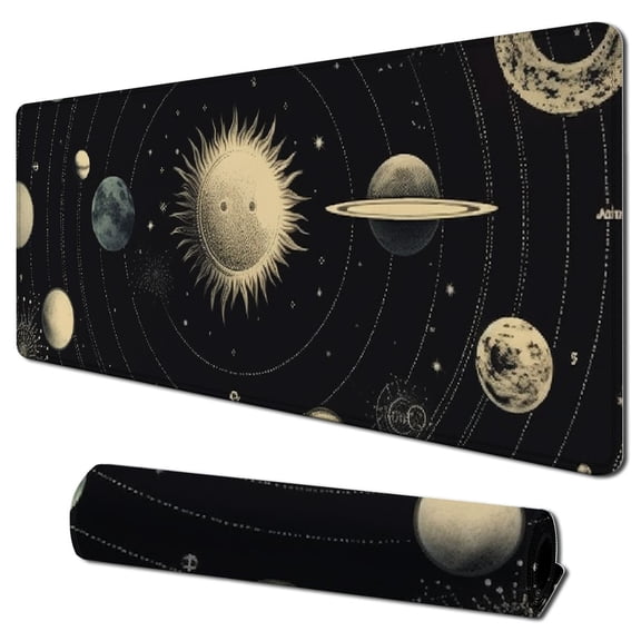 Heduofu Moon Phases Mouse Pad Celestial Pattern Office Gift Mouse Mat Space Mouse Pad Mousepad Star Mousemat Desk Accessories Gift for Her Desk Decor 31.5x11.8 in