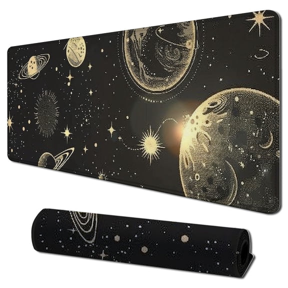 Heduofu Moon Sun Mouse pad Astronomy Mousepad Planets Office Decor for Women Men Desk Accessories Astrology Stars Mousepad Gift for Coworker, Computer Mouse Pad for Wireless Mouse 31.5x11.8 in