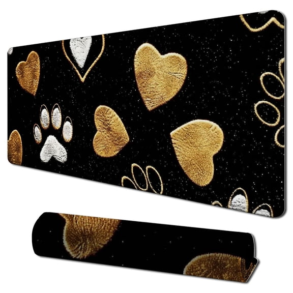 Heduofu Mouse Pad, Cute Dog Paw Mouse Pad Design, Mouse Mat Square Waterproof Mousepad Non-Slip Rubber Base Computer Mouse Pads for Office Home Laptop 31.5x11.8 in