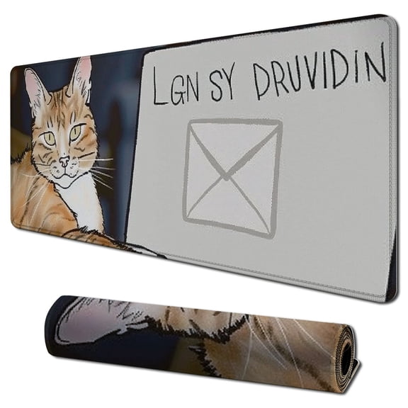 Heduofu Mouse Pad, Fun Mouse Pads with Design, Computer Mouse Pad, Square Mouse Mat Personalized Mousepad Non-Slip Rubber Base MousePads for Office Laptop, Funny Cat 31.5x11.8 in