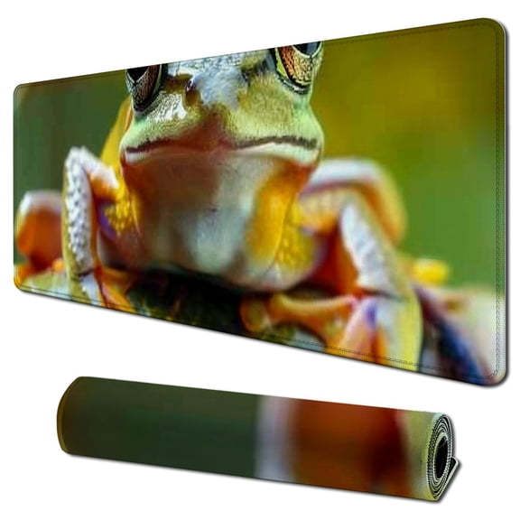 Heduofu  Mouse Pad Funny Tree Frog,Cute Green Frog Jungle Frog Rectangle Mousepad Non-Slip Rubber Base Computer Mouse Pad for Laptop, Office, Home  31.5x11.8 in
