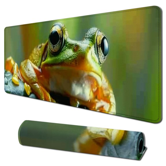 Heduofu Mouse Pad Funny Tree Frog,Cute Green Frog Jungle Frog Rectangle Mousepad Non-Slip Rubber Base Computer Mouse Pad for Laptop, Office, Home  31.5x11.8 in