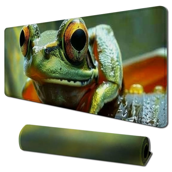 Heduofu  Mouse Pad Funny Tree Frog,Cute Green Frog Jungle Frog Rectangle Mousepad Non-Slip Rubber Base Computer Mouse Pad for Laptop, Office, Home - 31.5x11.8 in
