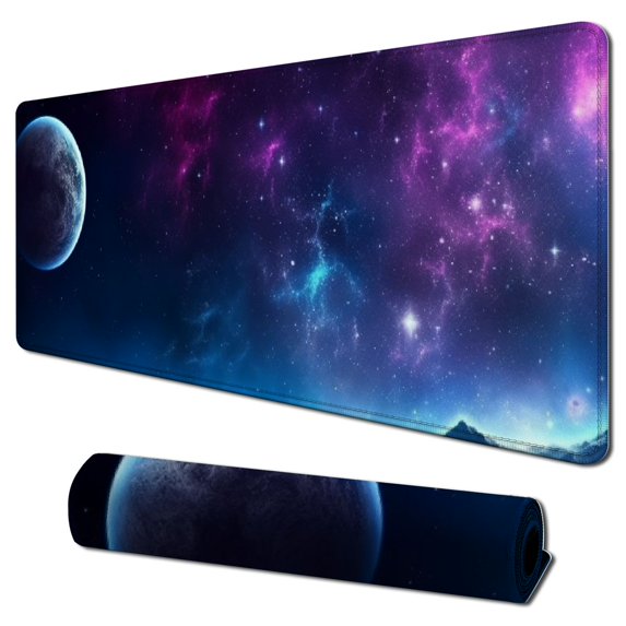 Heduofu Mouse pad Galaxy Computer Laptop Mousepad Blue and Purple Desktop Mouse Pad Washable Non-Slip Rubber Small Mouse pad 31.5x11.8 in