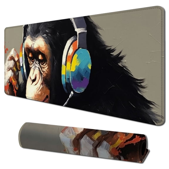 Heduofu Mouse pad, Mouse pad with Design, Gorilla Oil Painting Graffiti, Funny Home and Office Non-Slip Computer Mousepad 31.5x11.8 in