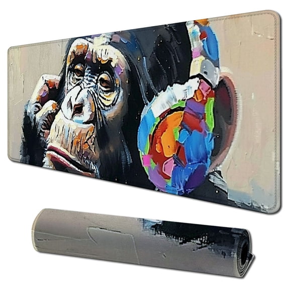 Heduofu Mouse pad, Mouse pad with Design, Gorilla Oil Painting Graffiti, Funny Home and Office Non-Slip Computer Mousepad 31.5x11.8 in