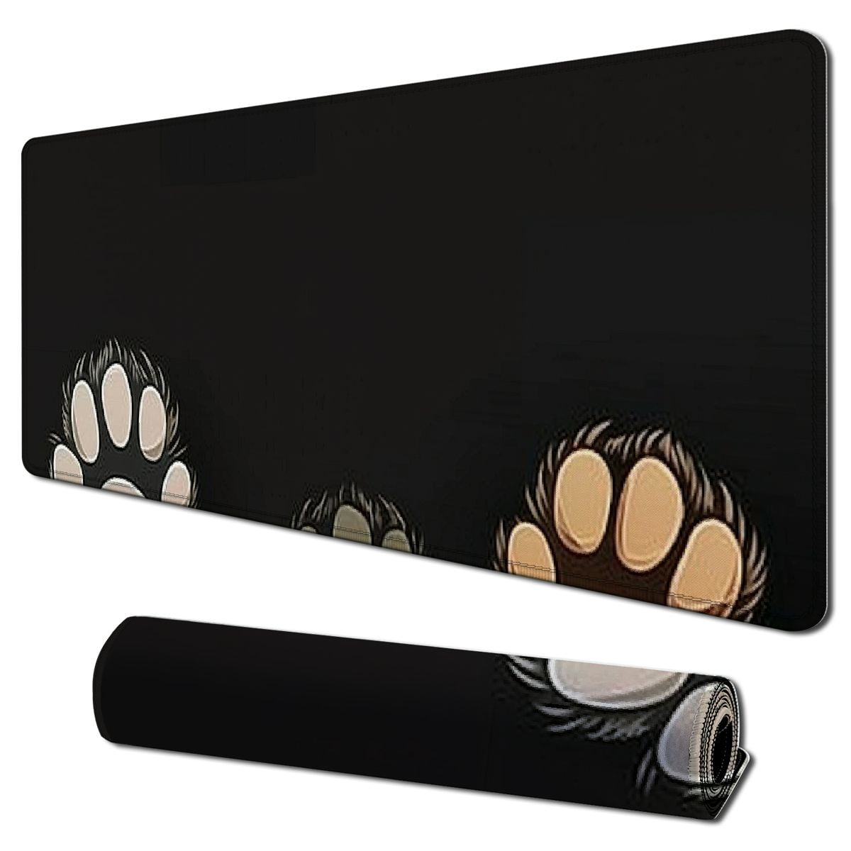 Heduofu Multi Cute Cat Dog Desk Mat, Colorful Pet Paws Mouse Pad  with Wrist Support, Mousepad+Keyboard Wrist Rest+Mouse Wrist Rest+Coaster with Ergonomic Design, Non-Slip Mat 31.5x11.8 in