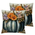 thumbnail image 1 of Heduofu Navy Blue Pumpkin Fall Throw Pillow Covers Set of 2 Orange Floral Outdoor Farmhouse Autumn Thanksgiving Decorations Decorative Throw Pillows Cases for Home Living Room Porch Decor 24x24in, 1 of 7