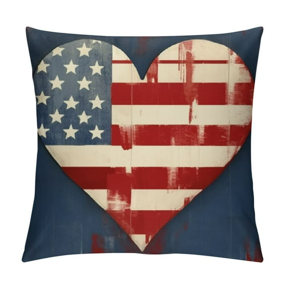 Heduofu Patriotic American Flag Decorative Throw Pillow Cover, America Porch Outdoor Home Decor Freedom Polka Dots Cushion Case White
