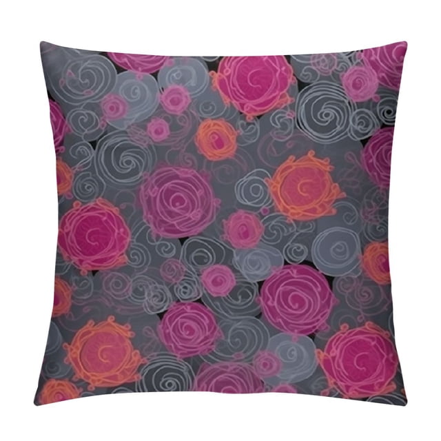 Heduofu Pink and Grey Decorative Throw Pillow Case, Style Swirled ...