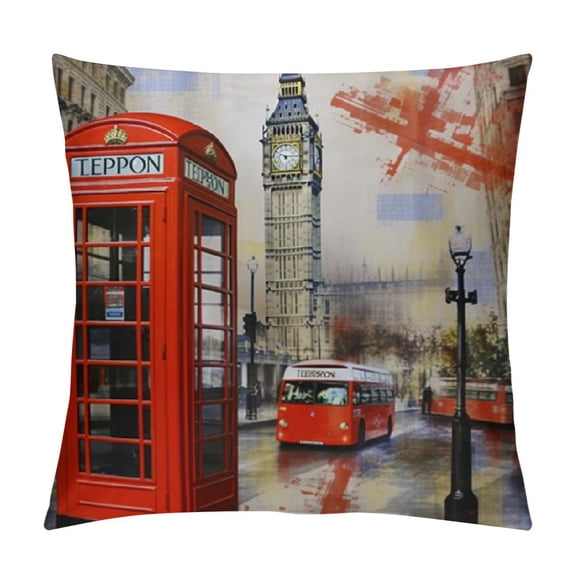 Heduofu Retro Vintage New York City Skyscraper Cotton Linen Square Decorative Retro Throw Pillow Case Vintage Cushion Cover White