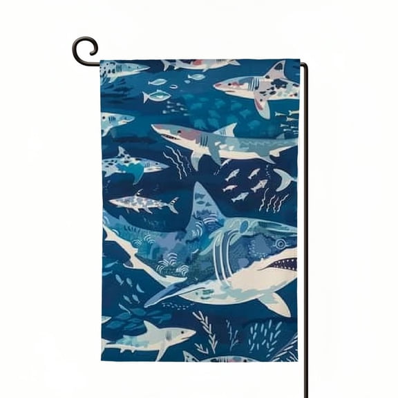 Heduofu Sharks Garden Flag Vertical Double Sided Yard Flag Outdoor Spring Decoration Flags Farmhouse Welcome Flag for Seasonal Yard Lawn Home Decor White