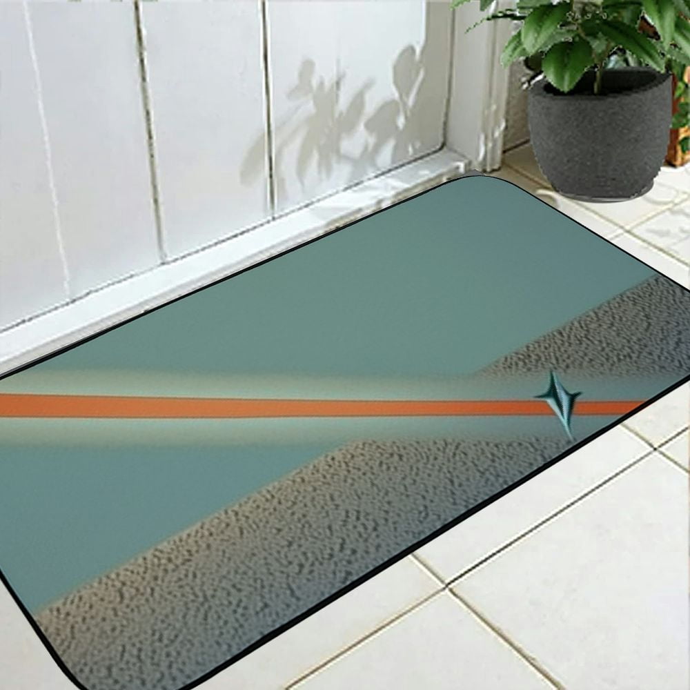 Heduofu Sheila Wenzel-Ganny Army Green Orange Stripe Welcome Mat, Decorative Door Mat, Door Mat with Non-Slip Rubber Backing, Easy Cleaning, Traps Dirt, for Entry, Patio, Garage 19.68*47.24 in