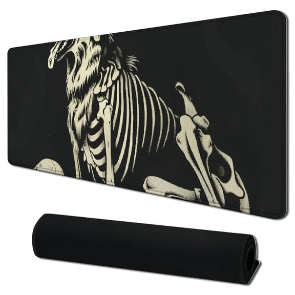 Heduofu Skull Dog Square Mouse Pad, Funny Mouse Pads for Wireless Mouse Desk Accessories,Small Mouse Pads for Desk,Stitched Edge Mousepad with Non-Slip Rubber Base Computer Mouse Mat 31.5x11.8 in
