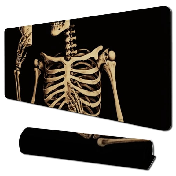 Heduofu Skull Mouse Pad for Desk, Cute Skeleton Mouse Pads for Wireless Mouse, Funny Waterproof Mousepad for Office Laptop Computer, Non-Slip Rubber Base Stitched Edge (Color-D) 31.5x11.8 in