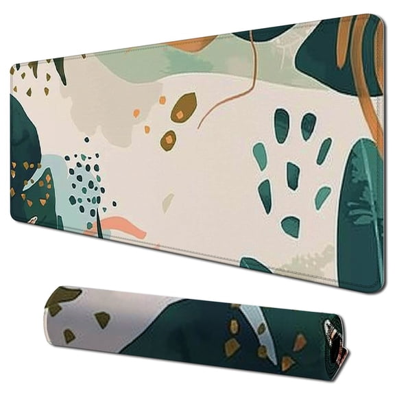 Heduofu Small Mouse Pad , Oval Mini Mouse Pad with Non-Slip Rubber Base, Waterproof Compact Mouse Mat for Laptop Computer Wireless Mouse Keyboard Tray Home Office Travel, Green Leaves 31.5x11.8 in