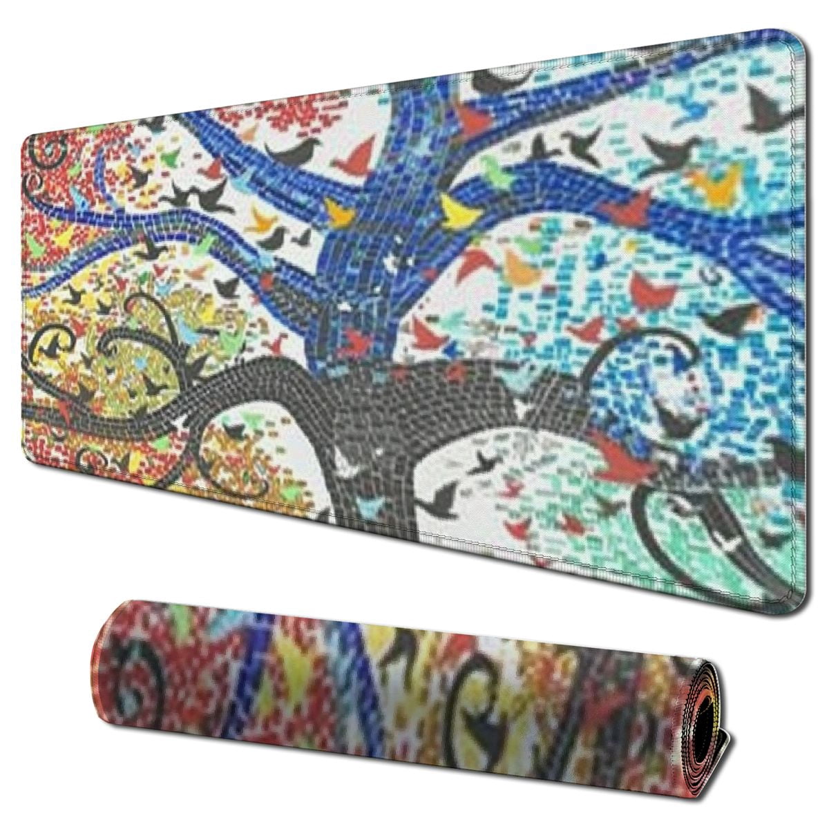 Heduofu Spring Life Tree Desk Mat for Desktop Butterfly Birds Waterproof Desk Pad for Keyboard Mouse Pads Long Desk Table Portector Desk Writing Mat for Office Home 31.5x11.8 in
