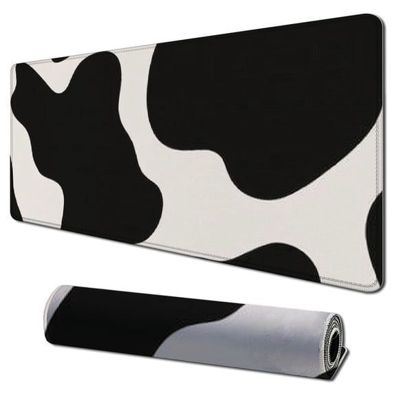 Heduofu Square Mouse Pad Black Cow Print,Personalized Premium-Textured Custom Mouse Mat Design,Washable Mousepad Lycra Cloth,Non-Slip Rubber Base Computer Mouse Pads for Wireless Mouse 31.5x11.8 in
