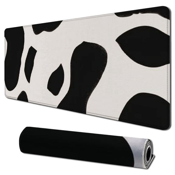 Heduofu  Square Mouse Pad Black Cow Print,Personalized Premium-Textured Custom Mouse Mat Design,Washable Mousepad Lycra Cloth,Non-Slip Rubber Base Computer Mouse Pads for Wireless Mouse 31.5x11.8 in