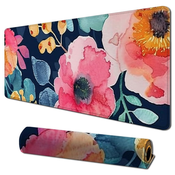 Heduofu Square Mouse Pad Pink Flower, Personalized Premium-Textured Custom Mouse Mat Design, Washable Mousepad Lycra Cloth, Non-Slip Rubber Base Computer Mouse Pads for Wireless Mouse 31.5x11.8 in