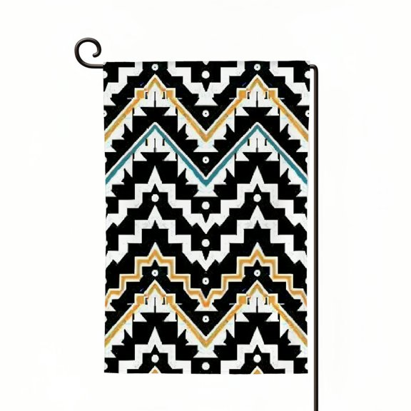 Heduofu Striped Garden Flag Geometric Ethic Zigzag Wavy Stripes Bohemian Stripes Home Flags Double-Sided Banner Welcome Yard Flag Outdoor Decor White