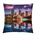 thumbnail image 1 of Heduofu Throw Pillow Cover Decor Cases Square American Orange Cityscape Orlando Florida Downtown City America EOLA Lake Night Scene Zippered Cushion Case Home White, 1 of 5