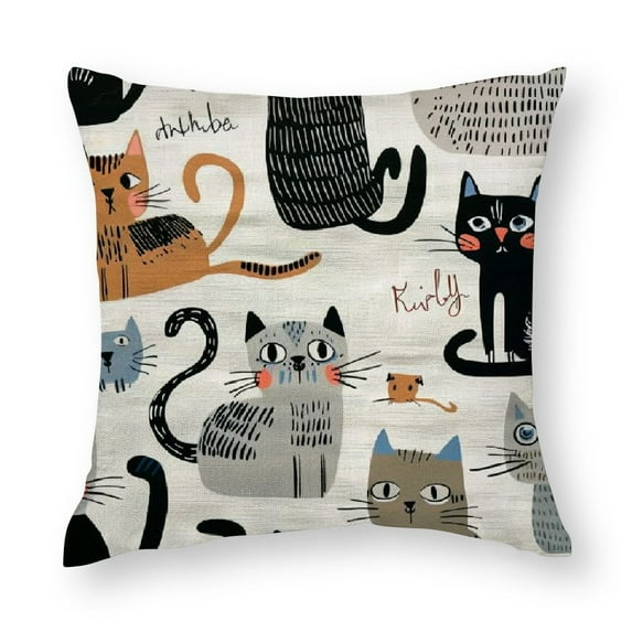 Heduofu Throw Pillow Cover Funny Cats and Decorative Pillow Cases Home Decor Square Pillowcases 18x18in
