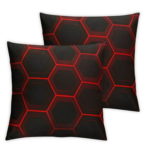 Heduofu Throw Pillow Covers 18x18inch Set of 2 Soft Modern Theme Cushion Covers Pillow Cases for Couch Sofa Bedroom Car Reversible Red Black Decorative Throw Pillowcases White