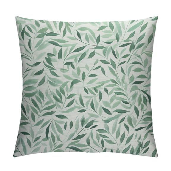 Heduofu Throw Pillow Cushion Cover, Pattern with Leaves Environment Nature Simplicity Summer Spring Plants , Decorative Square Accent Pillow Case, Green White