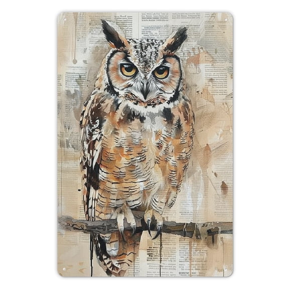 Heduofu Vintage Bohemian Owl Tin Sign 12x8 Inches Home Decor, for Home Walls, Living Room, Bedroom
