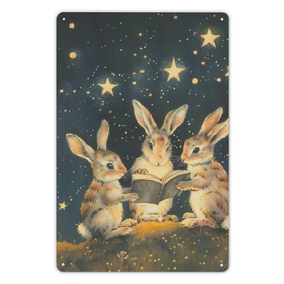 Heduofu Vintage Bohemian Rabbit Tin Sign 12x8in for Home Decor, Decorate Home Wall Living Room Bedroom