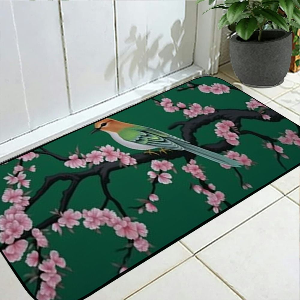 Heduofu Vintage Floral Bird Welcome Mat Front Door Mat, Non-Slip&amp;Absorbent Indoor Door Mats, Durable Rubber Backing Floor Doormat for Entryway, Patio, Porch, 19.68*47.24 in
