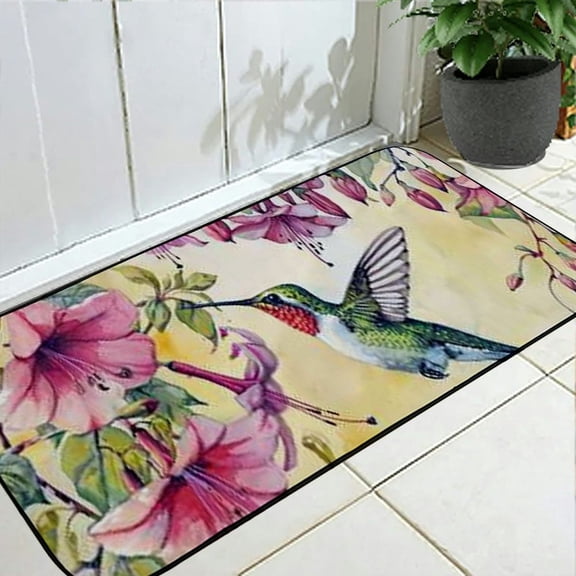 Heduofu Whispers of a Hummingbird Doormat – Decorative Door Mat, Door Mat with Non-Slip Rubber Backing, Easy Cleaning, Traps Dirt, for Entry, Patio, Garage 19.68*47.24 in