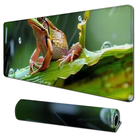 Heduofu  X Humor Frog with Leaf Umbrella Mouse Pad 31.5x11.8 in