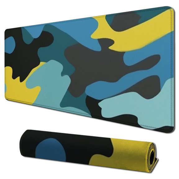 Heduofu  XL Mouse Pad | Light Series Mousepad for Maximum Speed (Waterproof) Desk Pad | Yellow Black Blue and Dark Blue Colors, Topographic Style (Cyber Lume)… 31.5x11.8 in