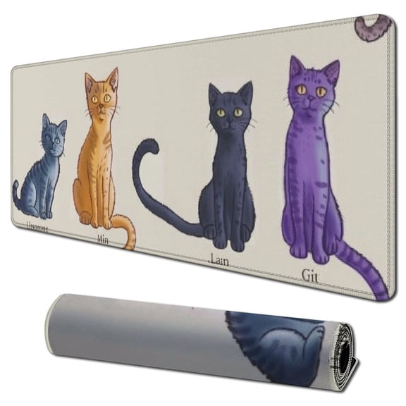 Heduofu Yoga Cat Mouse Pad Small Cute Mouse Pad Mini Mouse Pads for Wireless Mouse Mat Computer Mousepad with Non-Slip Rubber Base and Stitched Edge Desk Accessories 31.5x11.8 in