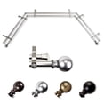 thumbnail image 1 of Hedwig 13/16" Double Bay Window curtain rod Adjustable 20"-36", 38"-72" - Satin Nickel,(ABay-83-5D), 1 of 5