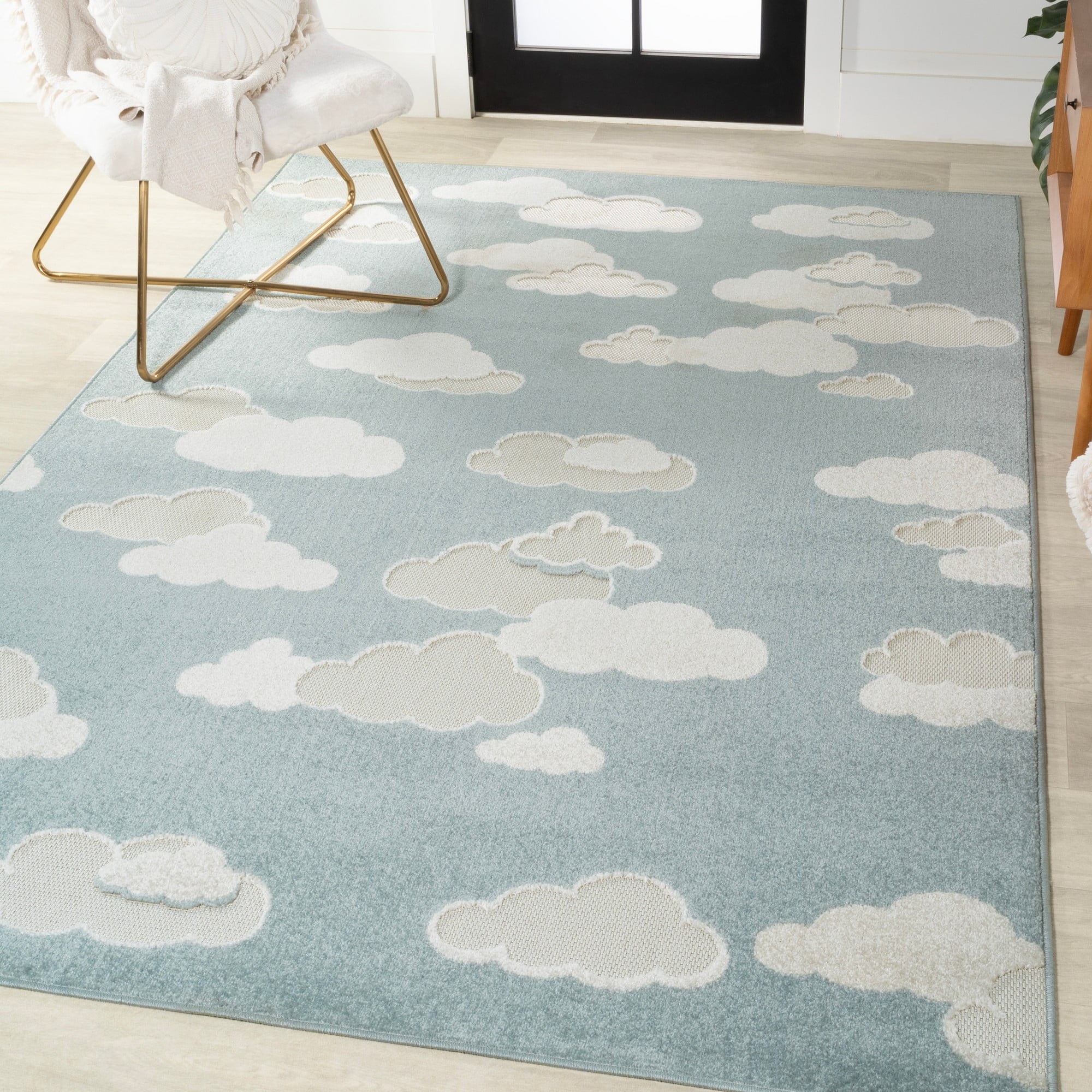 Hedwig Blue and Ivory Cloud Scandi 3x5 Area Rug