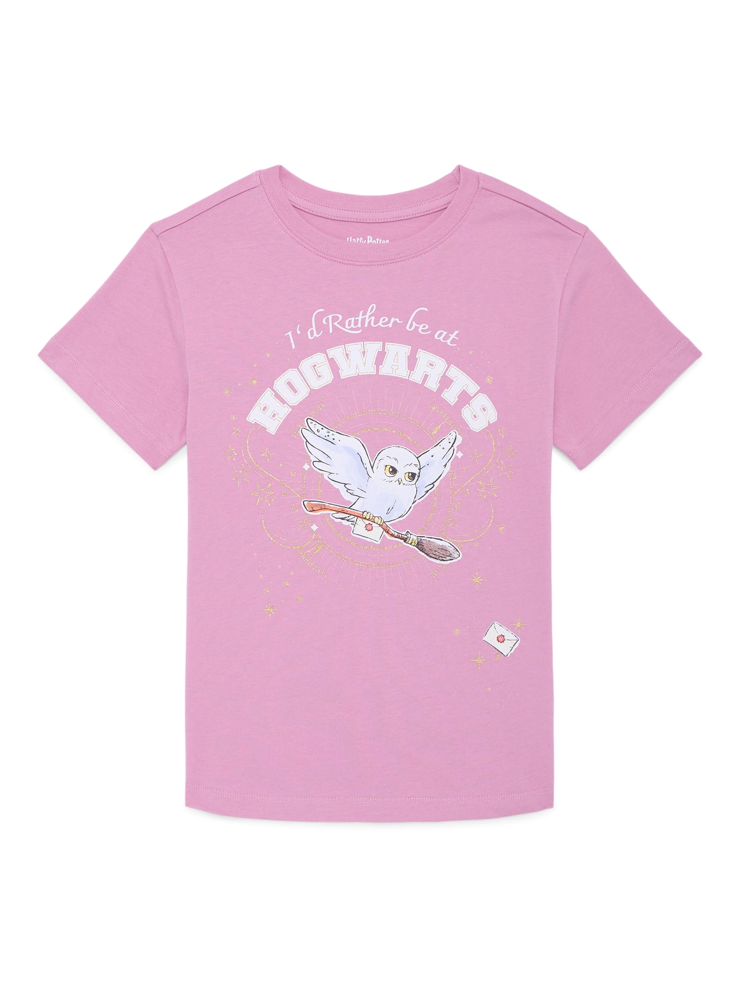 Harry Potter Hedwig Girls Short Sleeve Graphic T-Shirt, Sizes 4-16